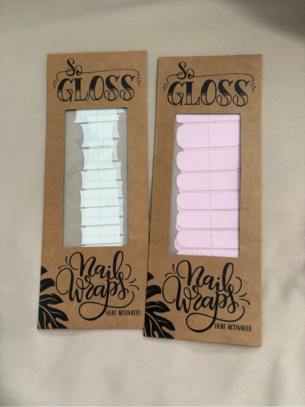 So Gloss Nail Wraps - White & Light Pink